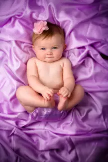 baby danica on purple satin in baby pictures