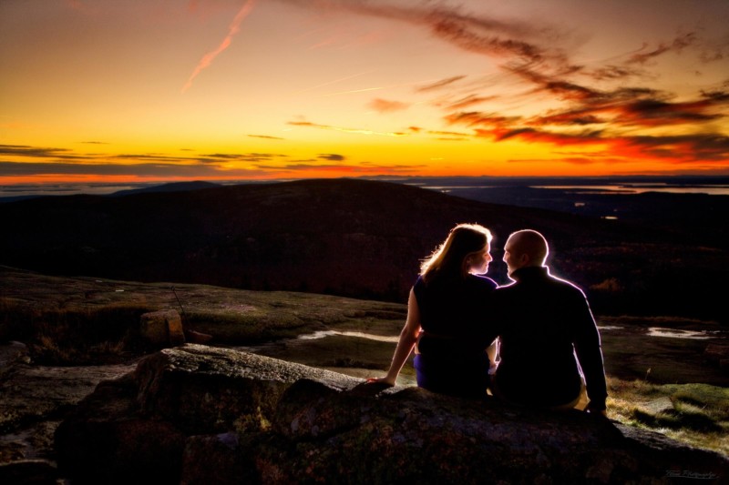 cadillac mountain sunset for engagement photo shoot