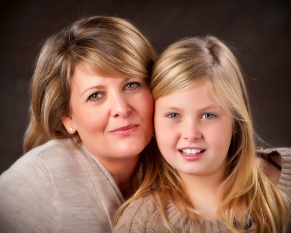 Mother and daughter portrait in studio in Maine