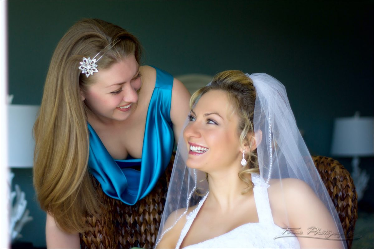 bride and maid of honor at maine wedding at Nonantum resort in Kennebunkport