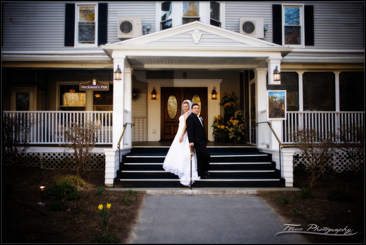 Bride and groom at Nonantum resort in Kennebunkport, Maine