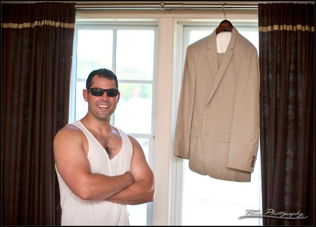 The groom before putting his suit on