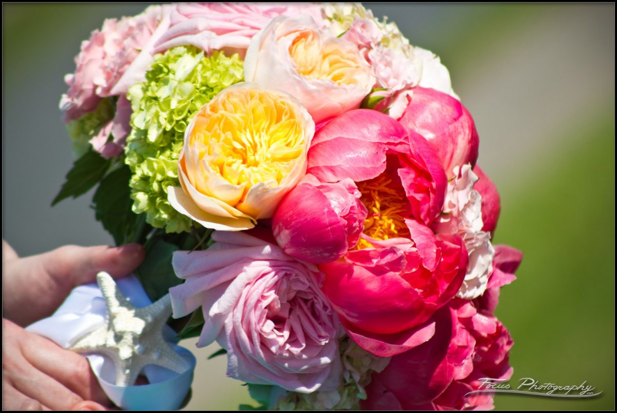 The bride's bouquet during the ceremony