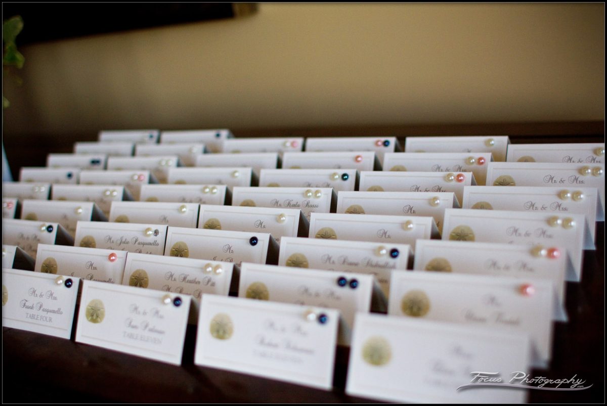 the wedding placecards at the meeting house