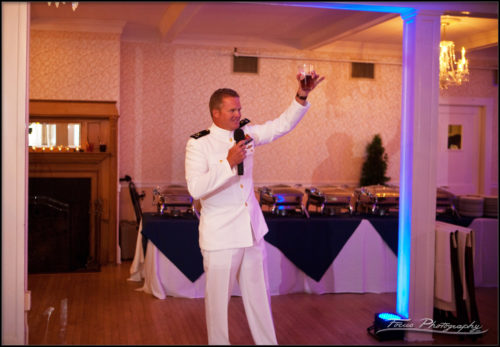 The best man toasts the bride and groom