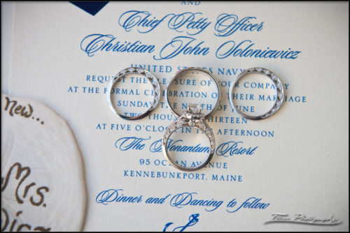 The rings on the wedding announcement