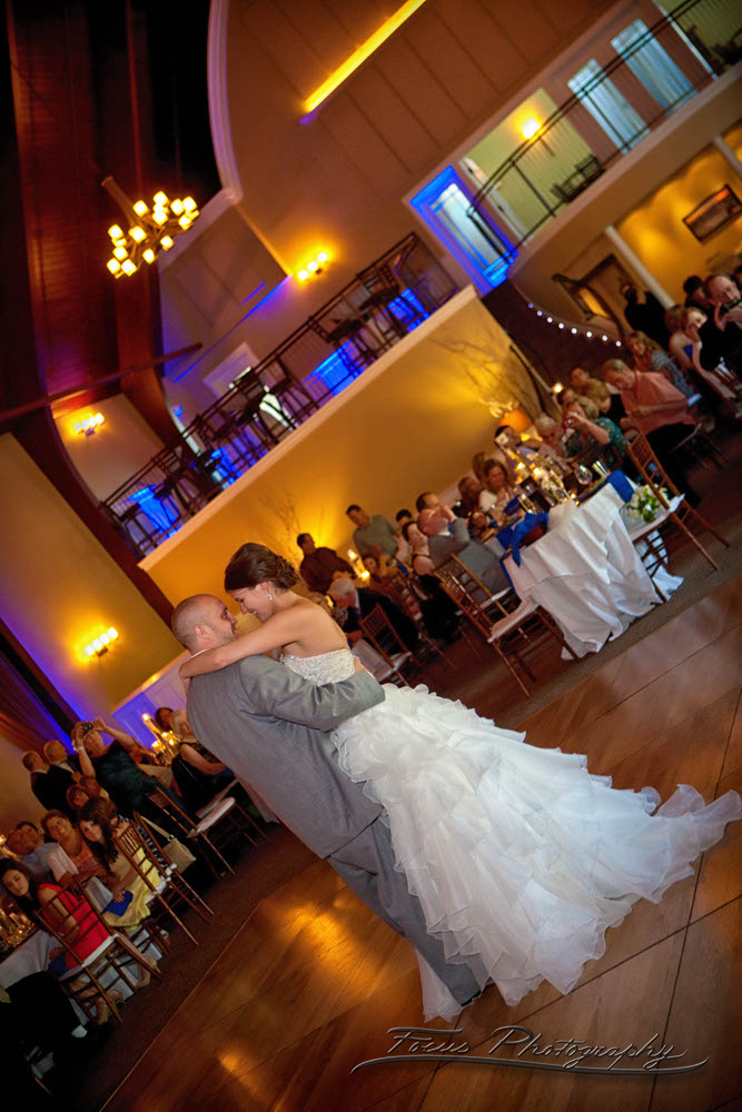 The first dance of the bride and groom at the Landing at Pine Point by Maine Wedding Photographers Focus Photography