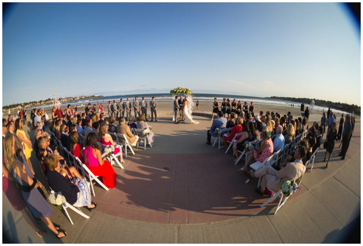 wedding ceremony on beach in newport, rhode island