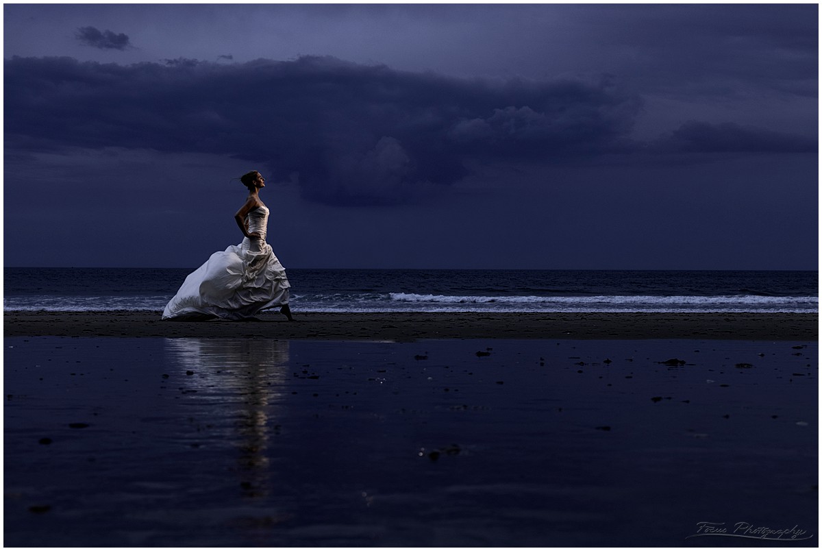 Bridal portraits at the beach in Maine