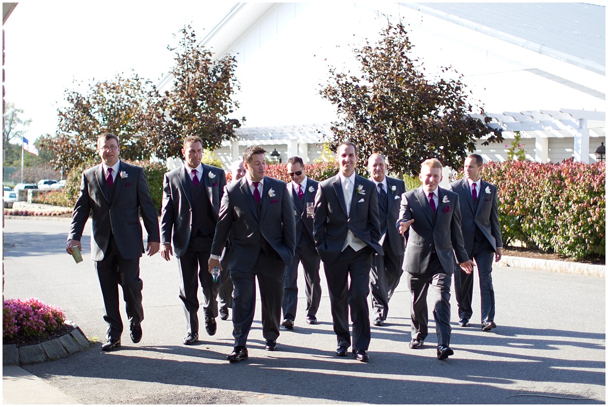 groomsmen walking at Samoset resort wedding in Maine