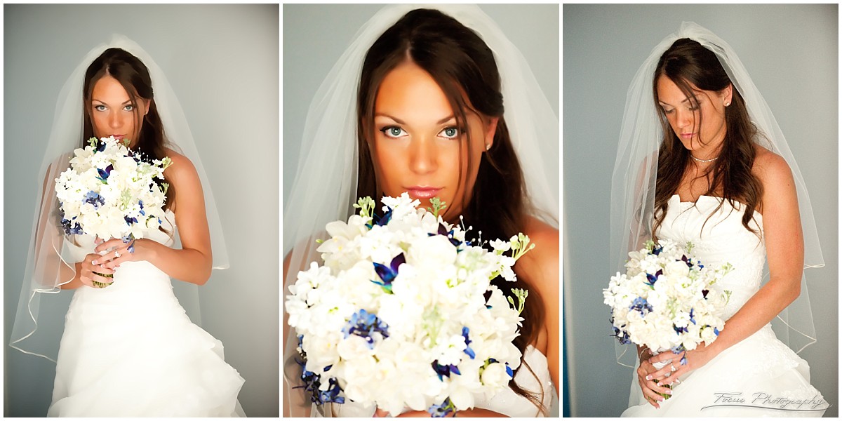 Bride with bouquet before ceremony