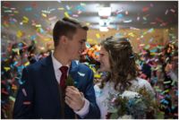 Confetti cannons fired as Hannah and Andrew left