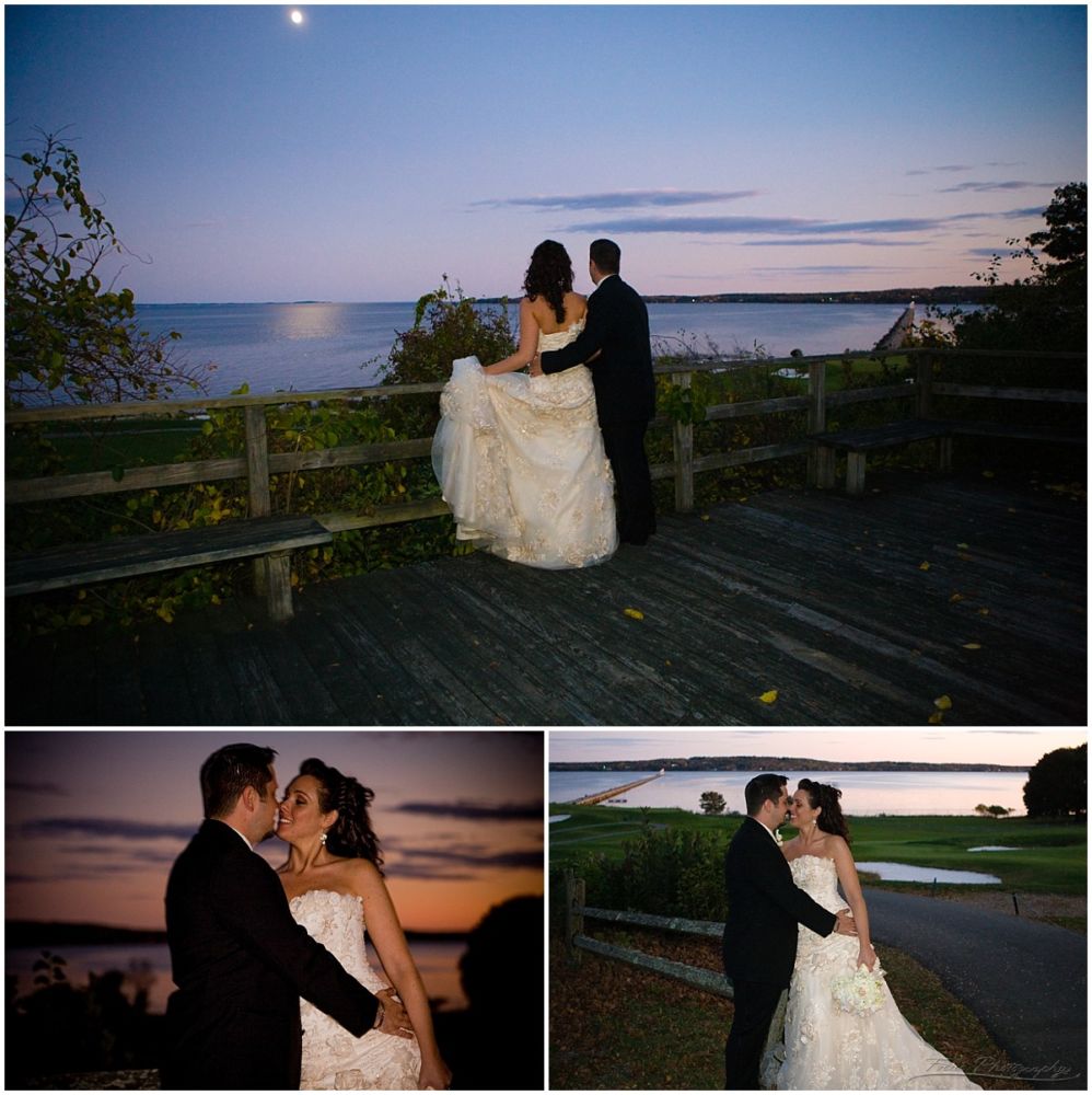 wedding couple under moon at  samoset resort wedding