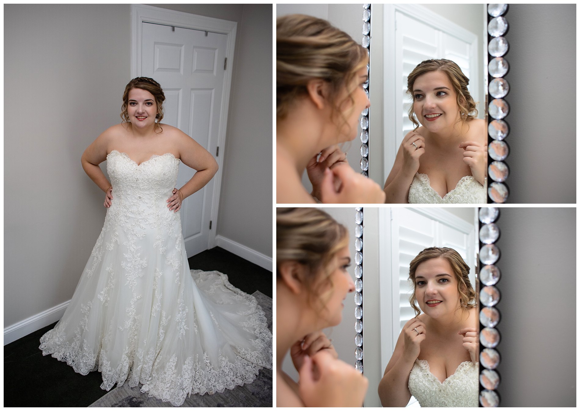 bride looking in the mirror at dunegrass