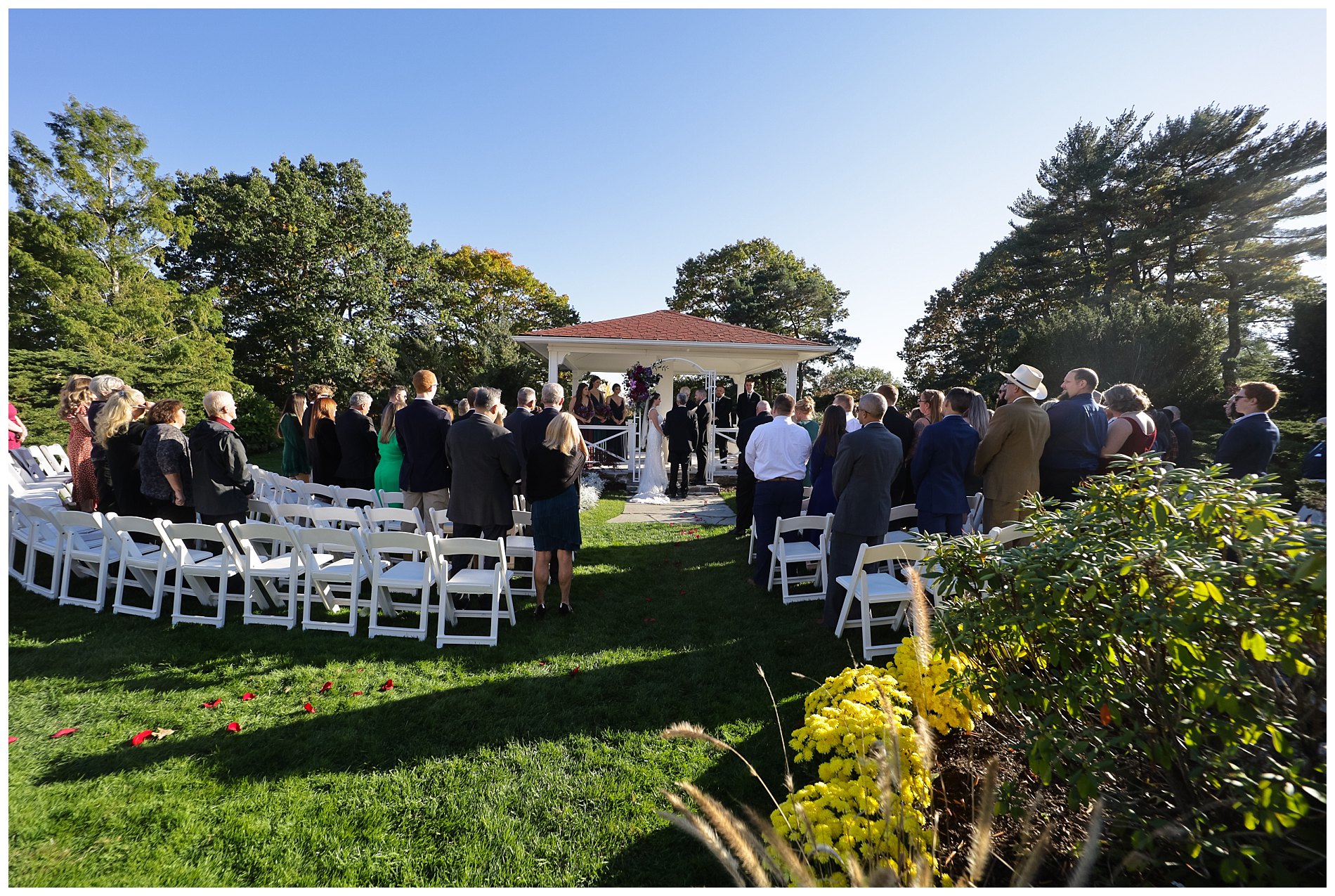 The gazebo ceremony lawn at the Wentworth by the Sea hotel in New Hampshire