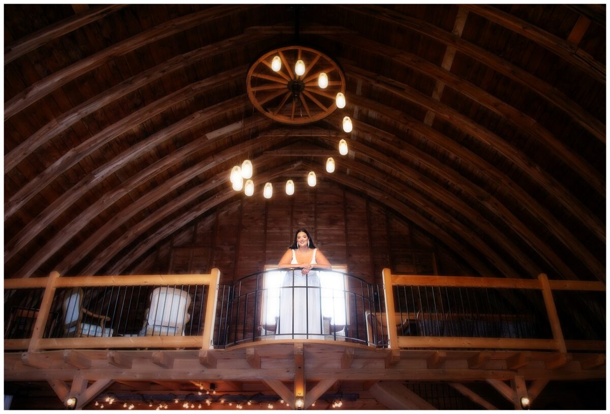 Emily - upstairs in the 'getting ready' barn.  EverAfter has two barns for your wedding!