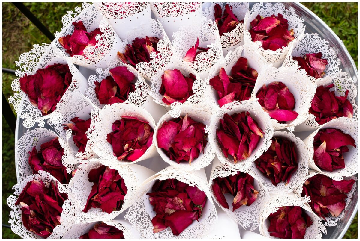 These rose petals were for the guests to throw as the couple exited the ceremony.
