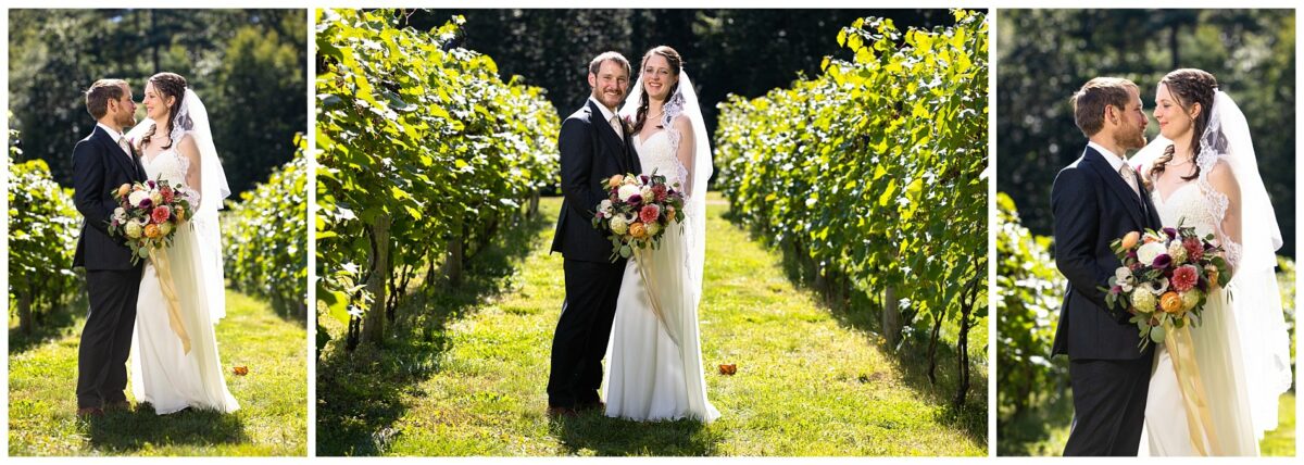 wedding couple at zorvino vineyard