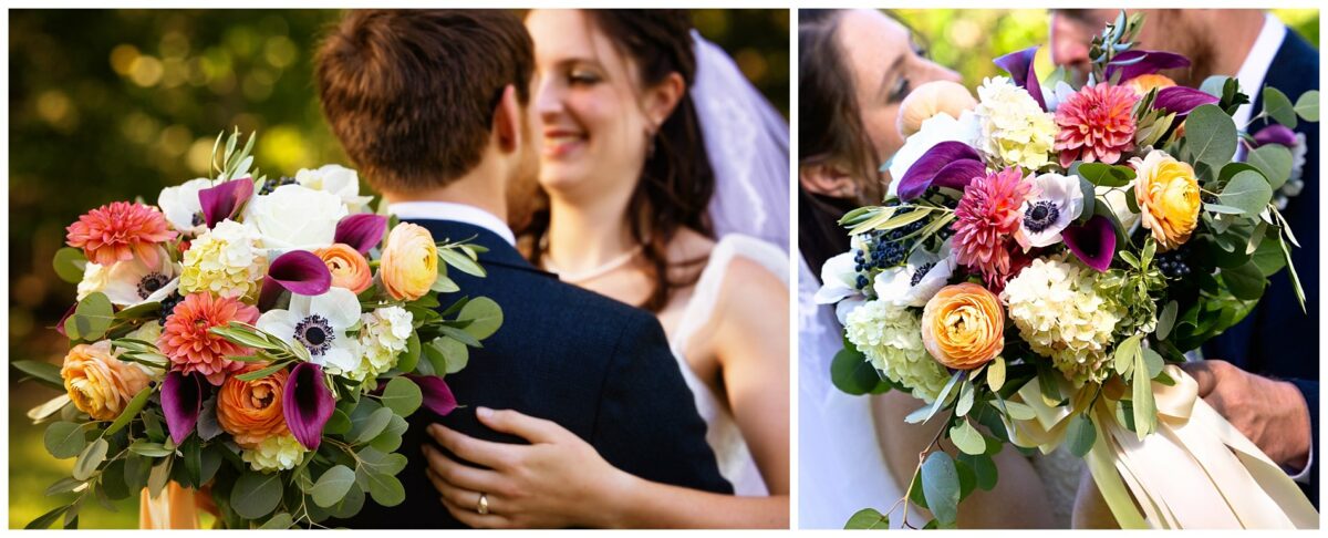 couple holds the flowers at zorvino wedding