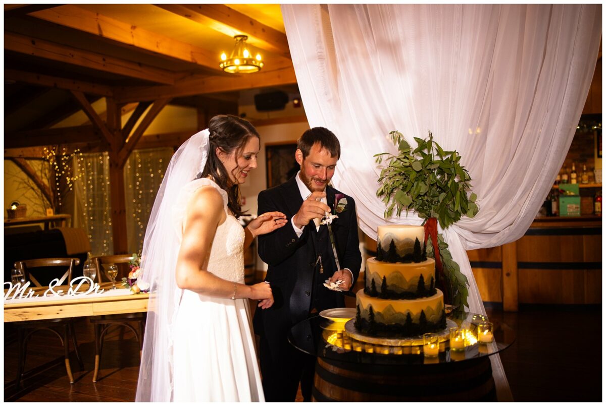 the cutting of the wedding cake