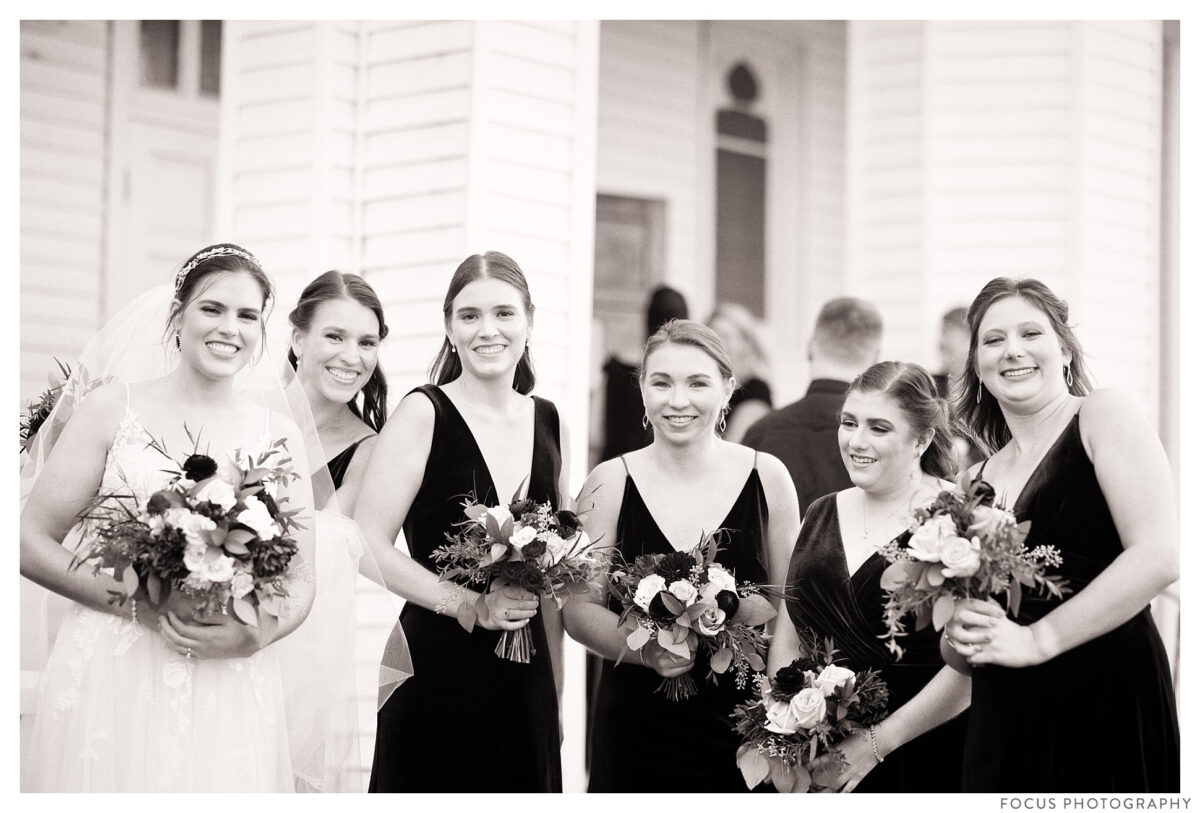 bridesmaids at the church
