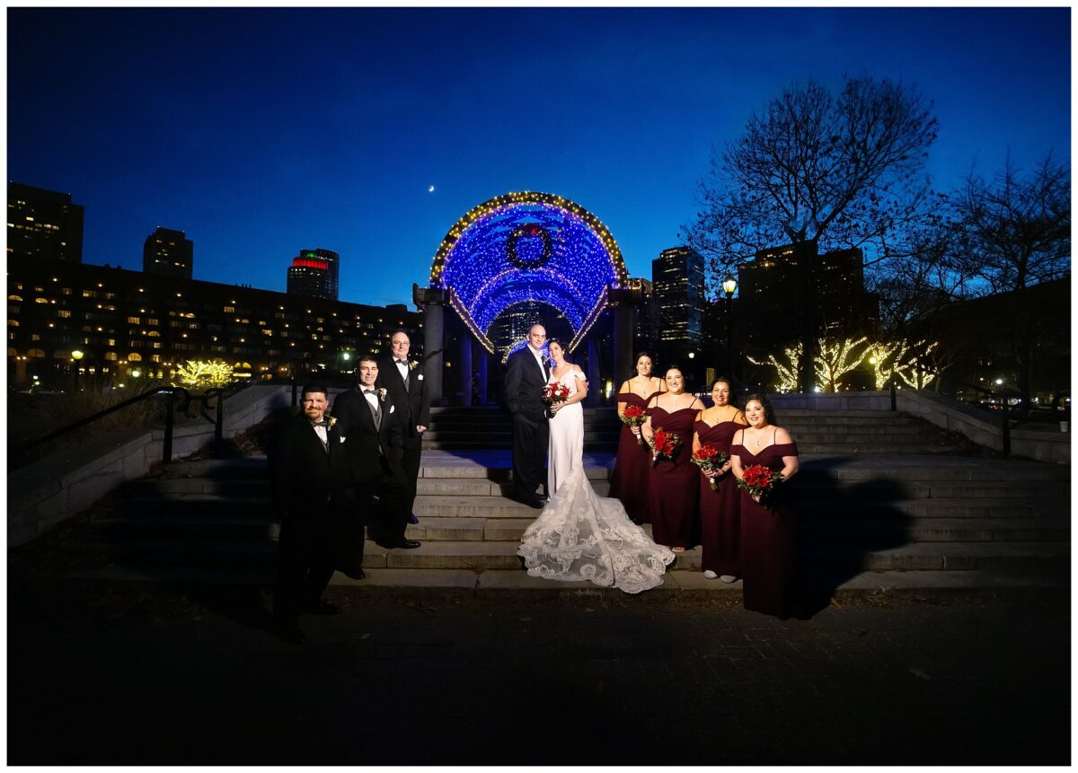 The wedding party at Columbus park