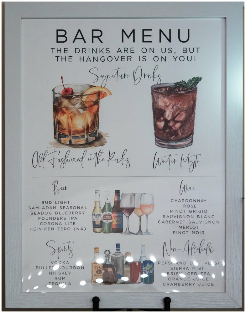 bar menu for happy hour