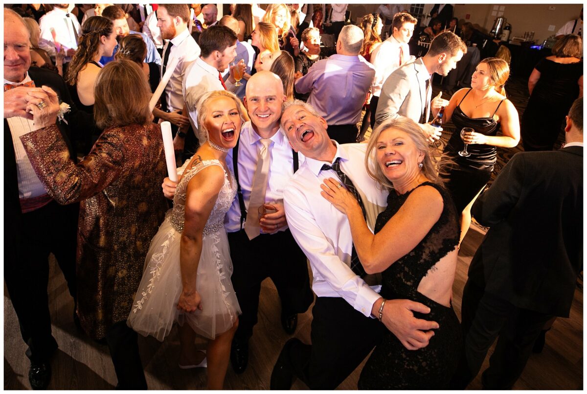 party pictures with the couple on dance floor