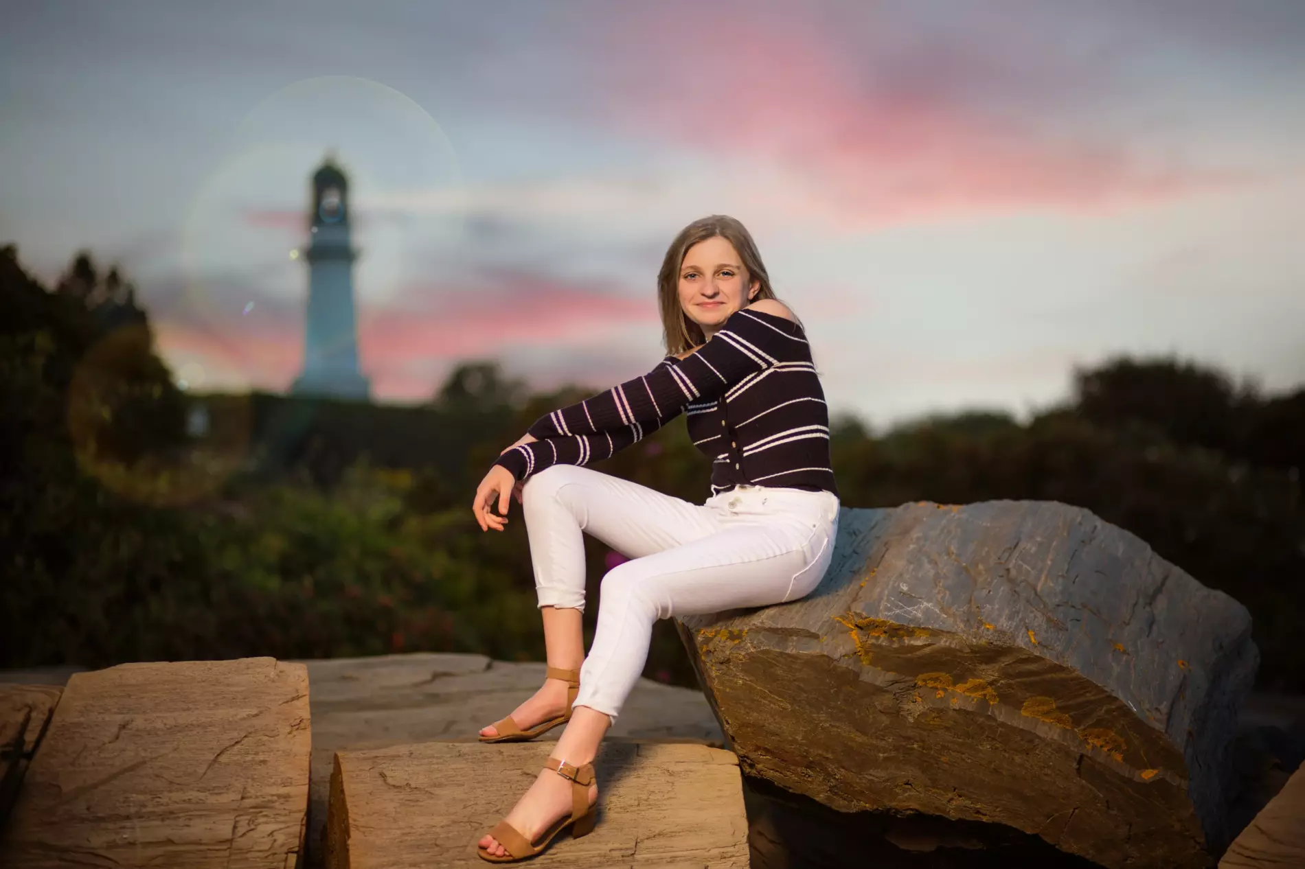 briana at the beach for senior pictures in maine