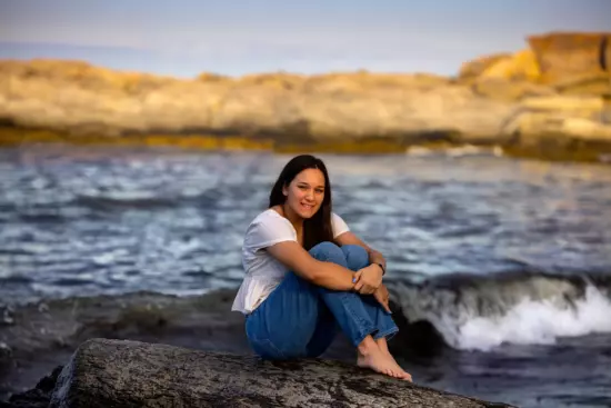 scarborough high school girl at the beach for senior portraits in maine
