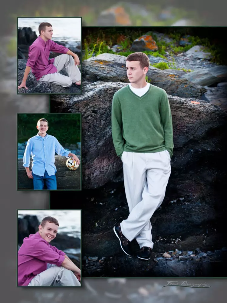 professional senior photos in maine at the beach composite