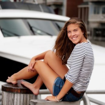 Senior pictures at waterfront in downtown Portland, Maine