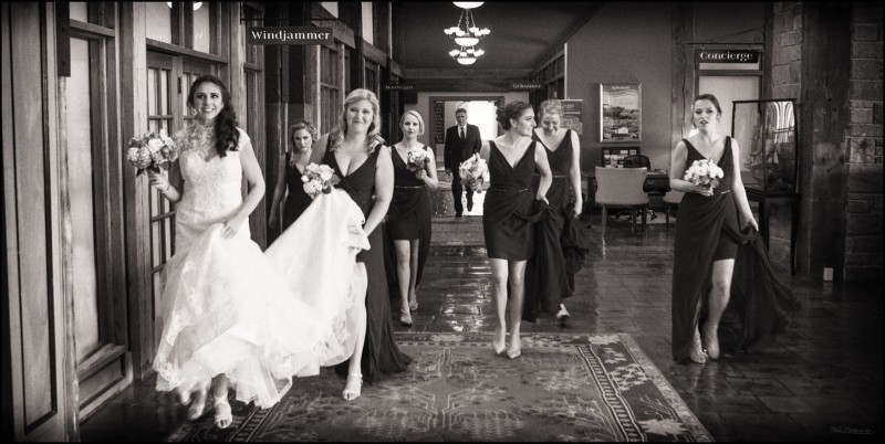 Bridesmaids wlking to ceremony