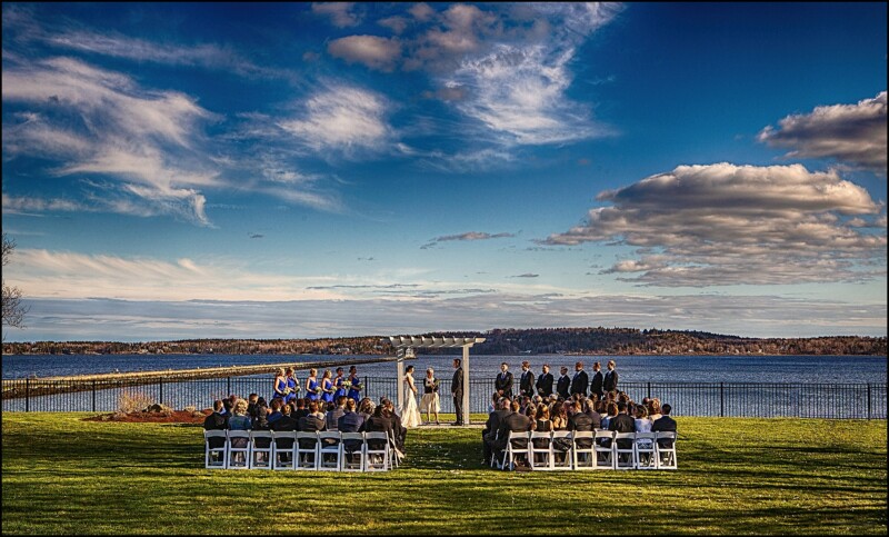 wedding ceremony at water's edge - Samoset resort penobscot bay, maine