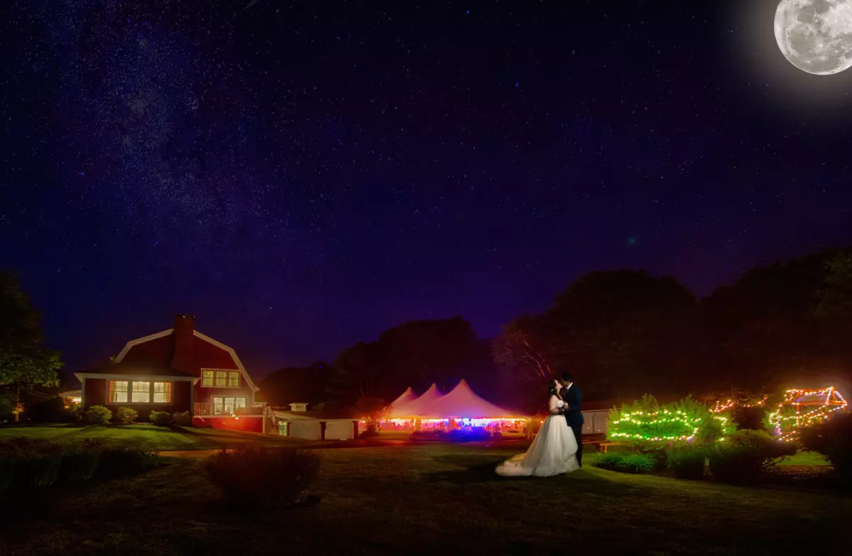 Backyard wedding night sky falmouth maine