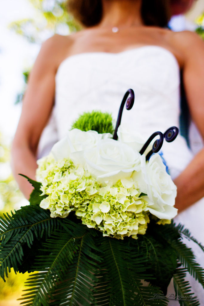 Close-up of bride's bouquet at Maine wedding