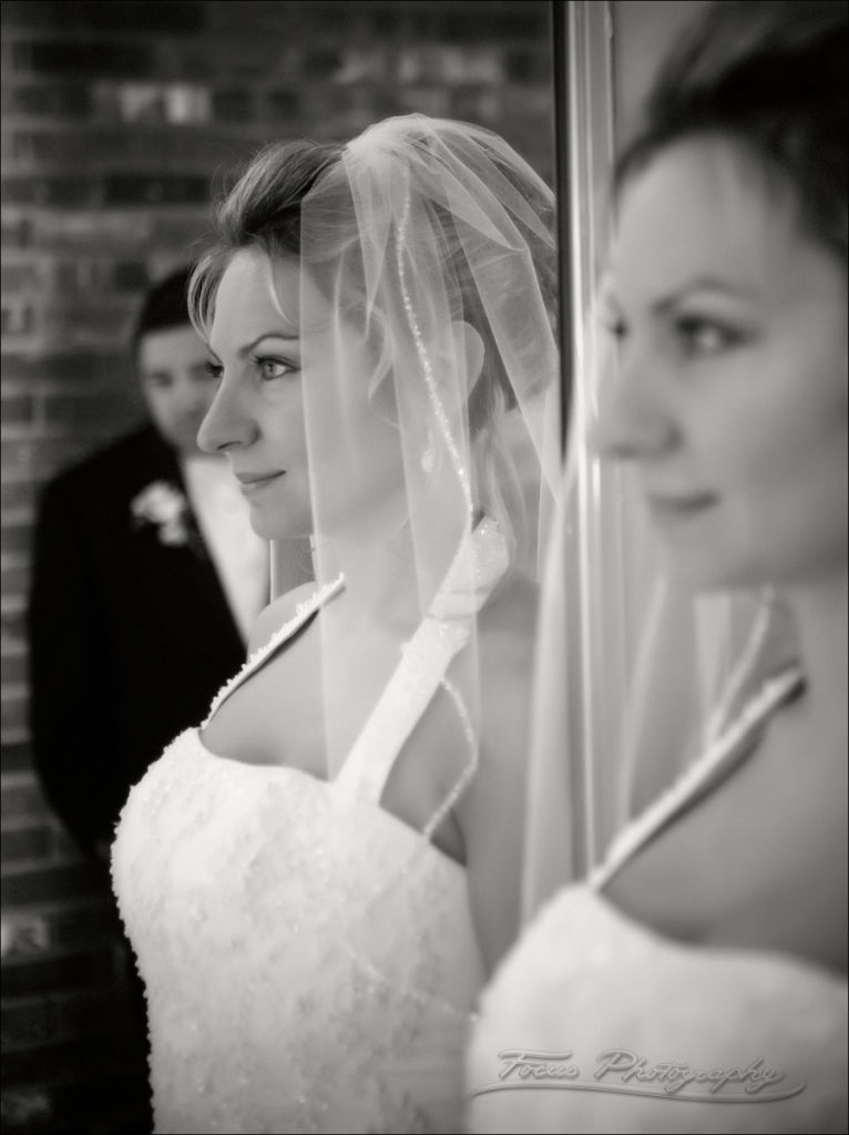 bridal portrait in mirror at Nonantum resort