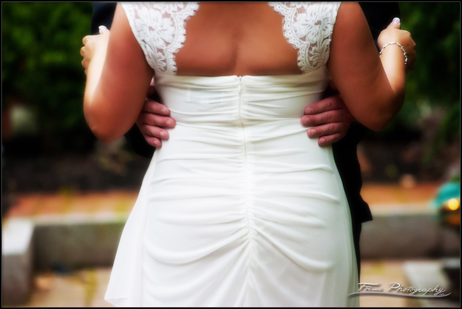 Back detail of wedding gown