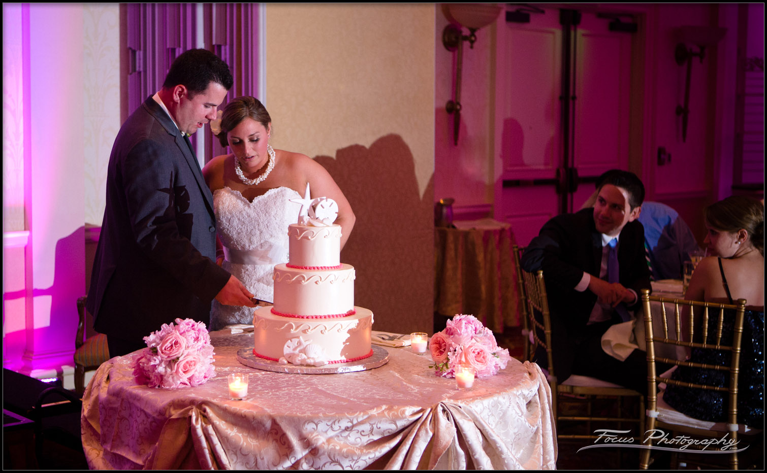 Bride and Groom cut the Wedding Cake
