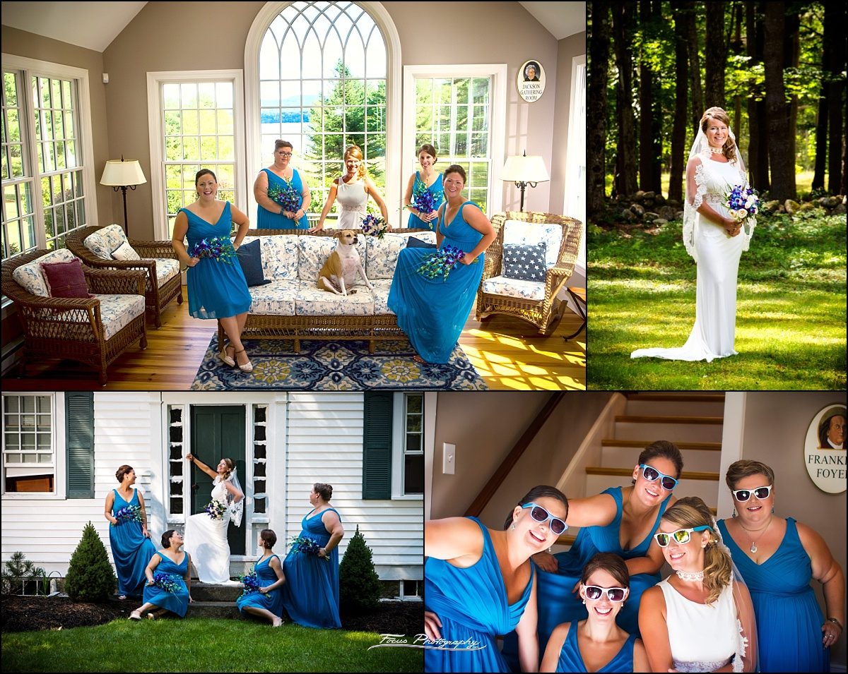 bridesmaids Back Yard Wedding on Province Lake in New Hampshire