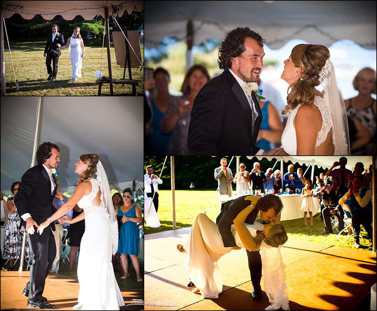 dancing at Back Yard Wedding on Province Lake in New Hampshire