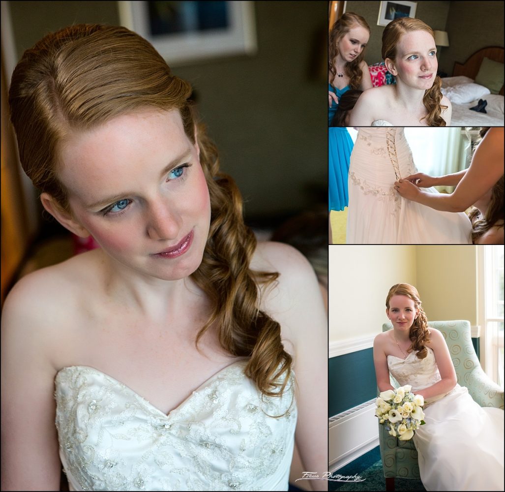 bride pre-ceremony pictures at Stage Neck Inn wedding in York Maine