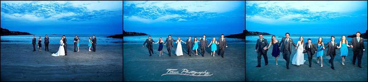 bridal party on beach at Stage Neck Inn wedding in York Maine