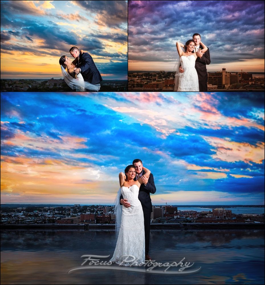 rooftop view of portland - couples portraits at Westin Wedding