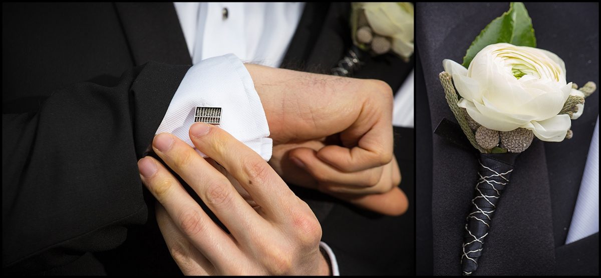 detail of groom's cufflinks