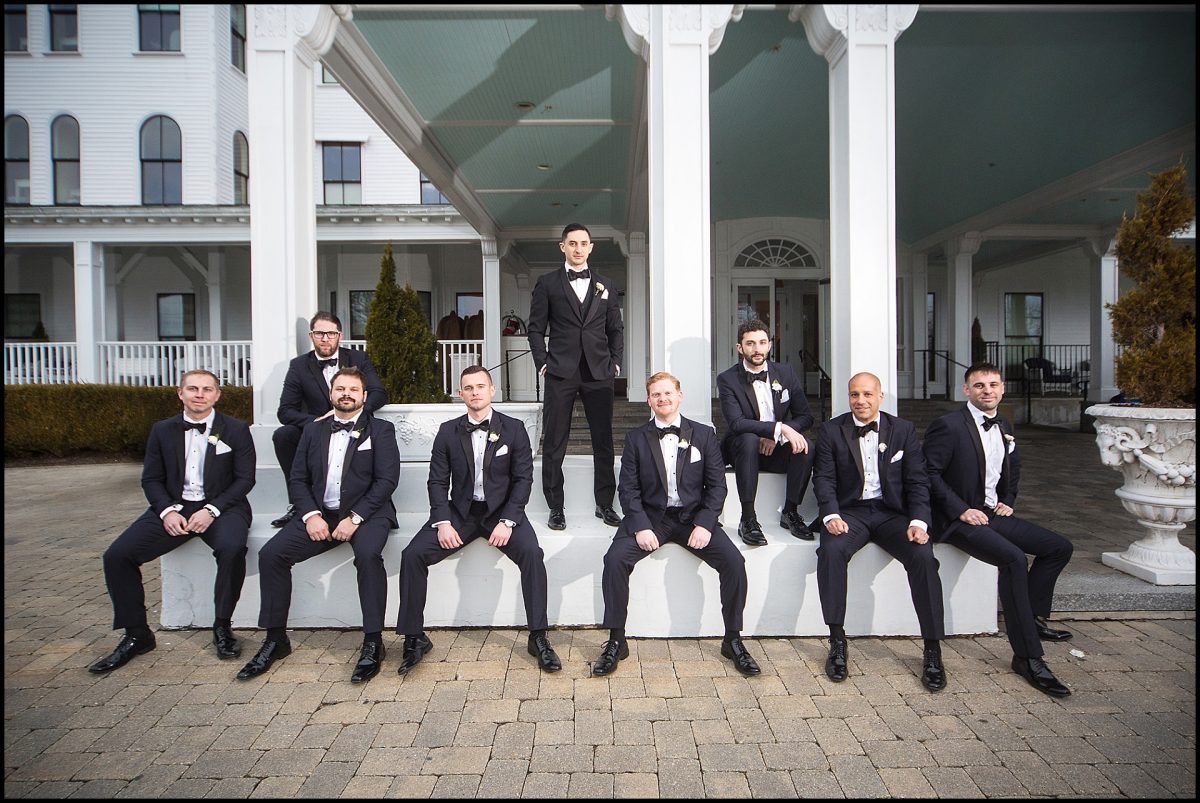 groomsmen out front of wentworth hotel