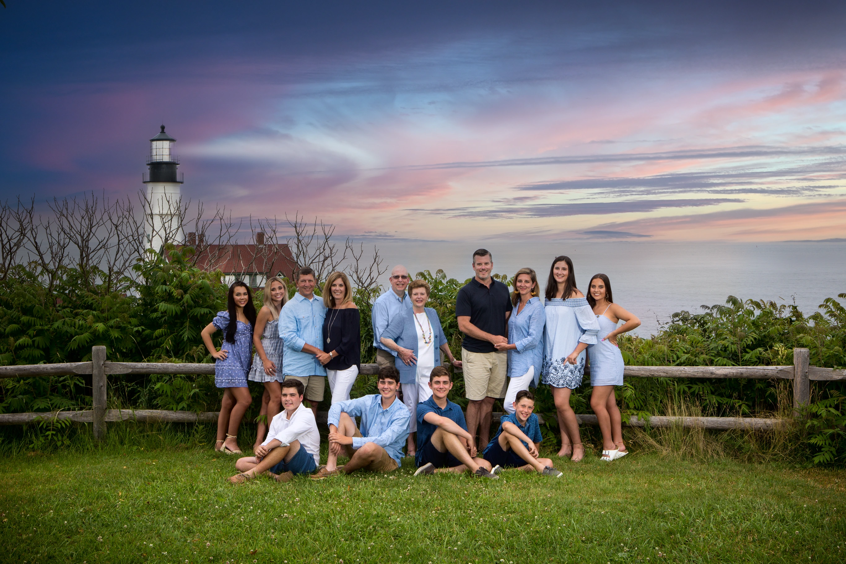 family portraits in photography studio or on location at beach or park