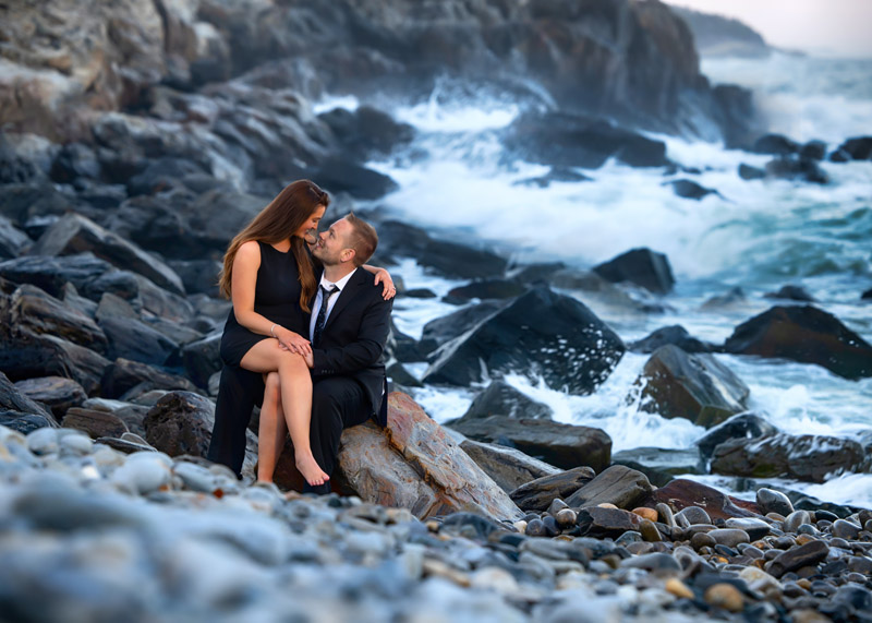 Engagement photo shoot taken at coast of Maine
