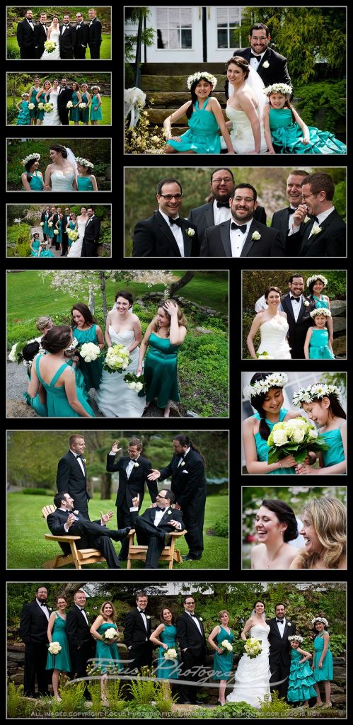 Photos of the wedding party and the bride and groom
